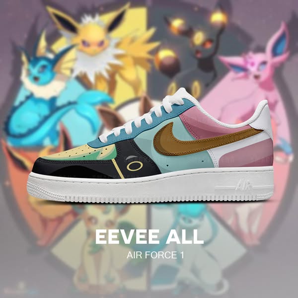 Premium Eevee Evolution AF1 Embossed Logo Sneakers