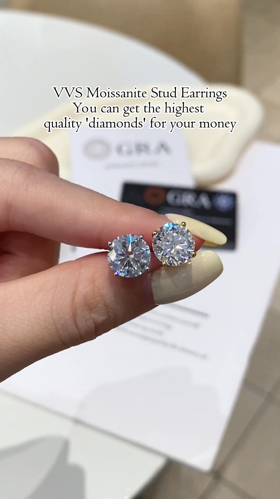 Moissanite Solitaire Four Prong Earrings