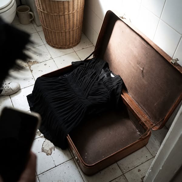 The funeral dress stayed on the door