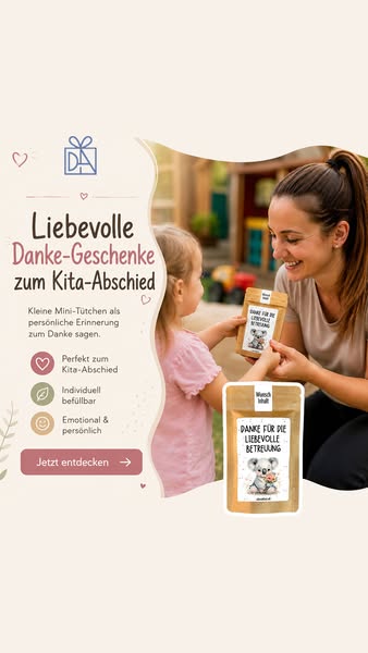 Persönliche Tee- & Kaffee-Tütchen für Erziehern zum Kita-Abschied