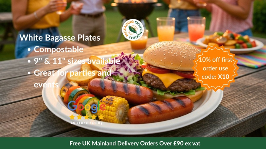 7 & 9-Inch Compostable White Bagasse Plates