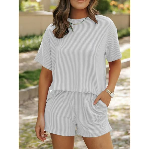 Textured Ribbed Short Sleeve Top & Shorts Set