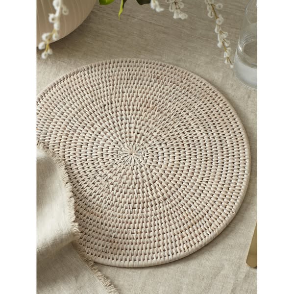 Iona White Rattan Placemats - Set of 4