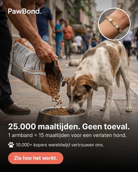 Elke armband voedt 15 honden.