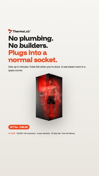 ThermoLab 6FT Pro Steam Sauna | 1200W Stand-Up | Infrared LED