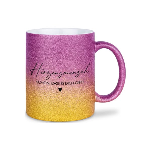 Herzensmensch - Glitzertasse