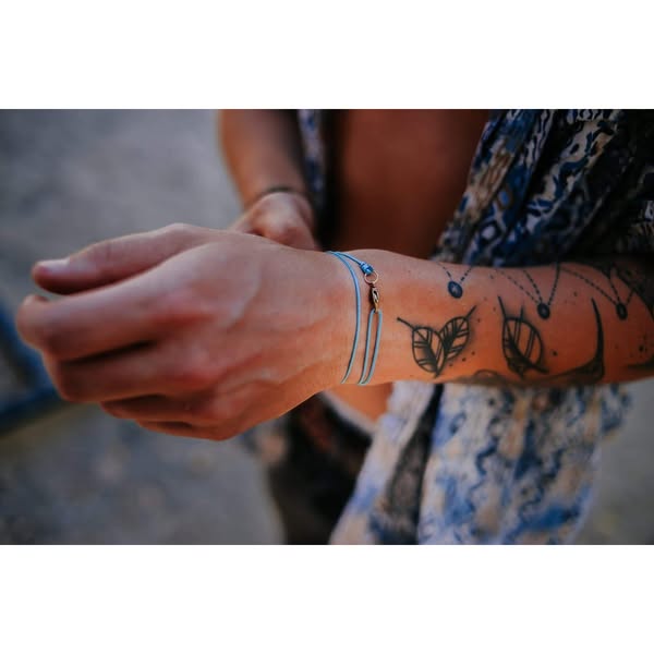 Karabiner Wickelarmband - Hellblau Gold