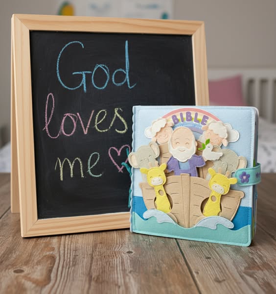 Bible Quiet Book Gift for Christian Families Handmade Educational Faith Based Learning for Fine Motor Skills