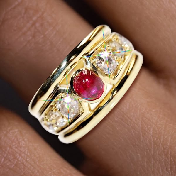 Art Deco 3.8ctw Oval Cut Ruby Ring