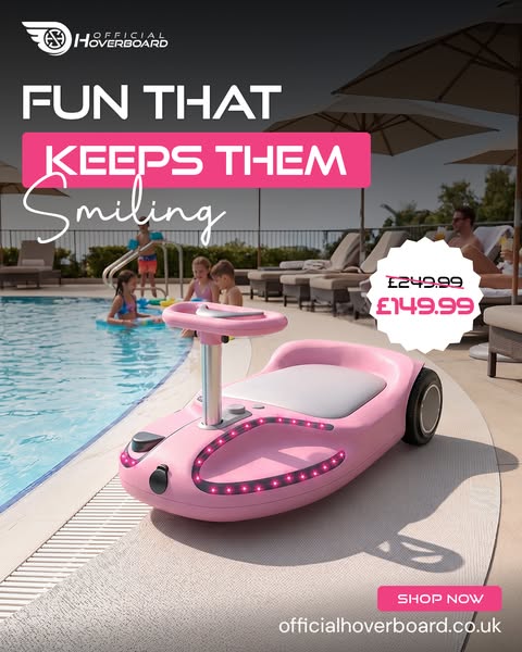 WizzKart - Ride On Car with Bluetooth Speaker & Disco LED