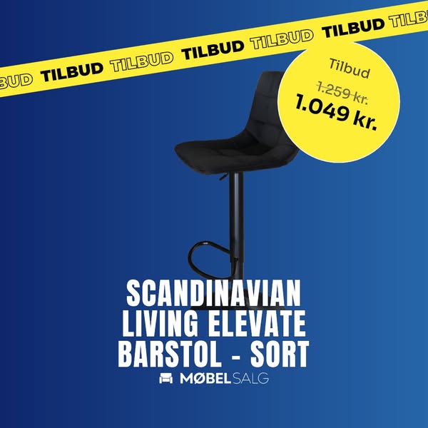 Scandinavian Living Elevate barstol - Sort velour m. højdejustering