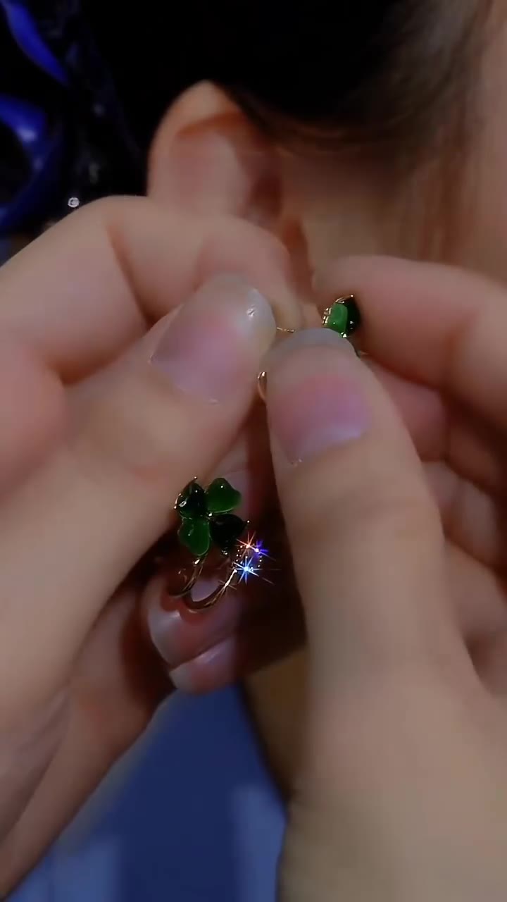 Four-Leaf Clover Huggie Hoop Earrings