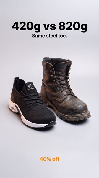 Half the weight. Same steel toe.