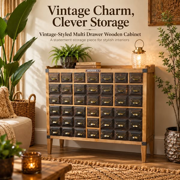 Rustic Wooden Multi-Drawer Cabinet – Vintage Storage