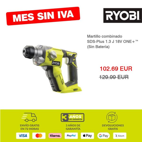 Martillo combinado SDS-Plus 1.3 J 18V ONE+™ (Sin Batería)