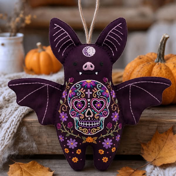 Halloween Bat Embroidery Ornament