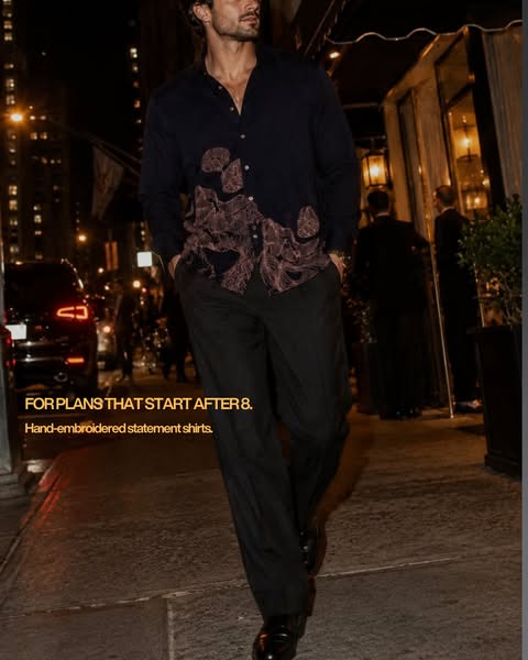 "Abstract" embroidered evening shirt