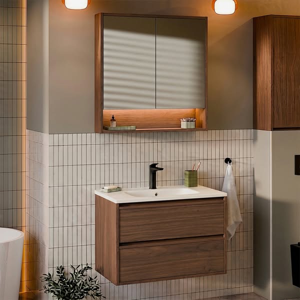 Meuble Vasque Encastrée 80cm Edmé Bois Foncé