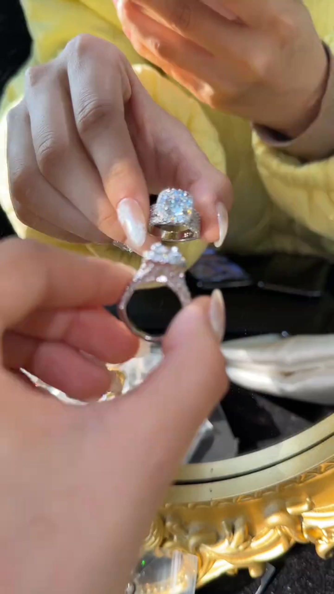 Triple Pavé Halo Ring