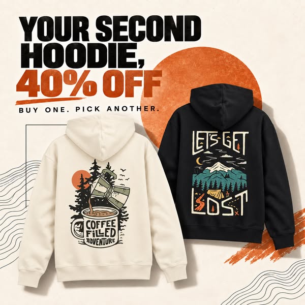 Buy 1 Hoodie, Get 2nd 40% Off