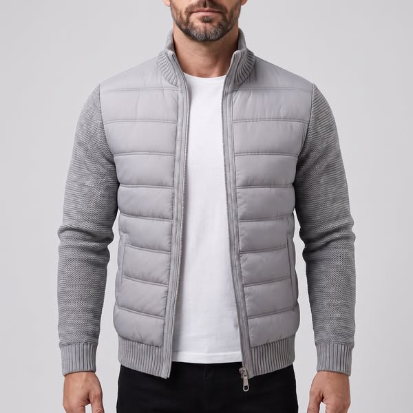 The hybrid puffer where the quilted body meets fleece sleeves for a look that stands out.