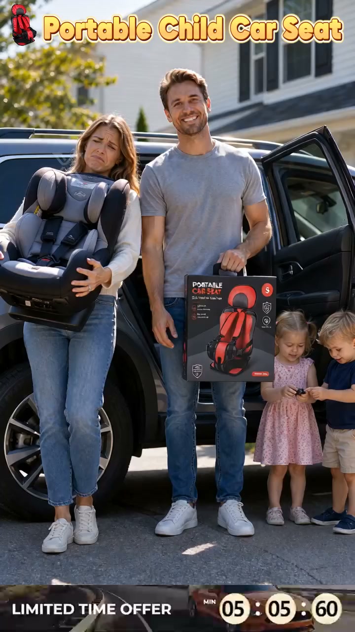 50% OFF NOW! Foldable Child Car Safety Seat – Lightweight, Portabl