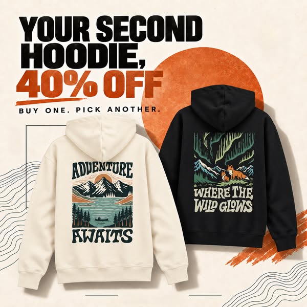 Buy 1 Hoodie, Get 2nd 40% Off
