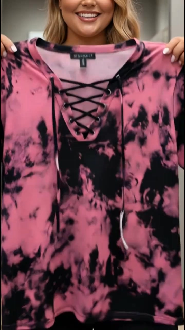 Loose Tie-Dye Top with Tie