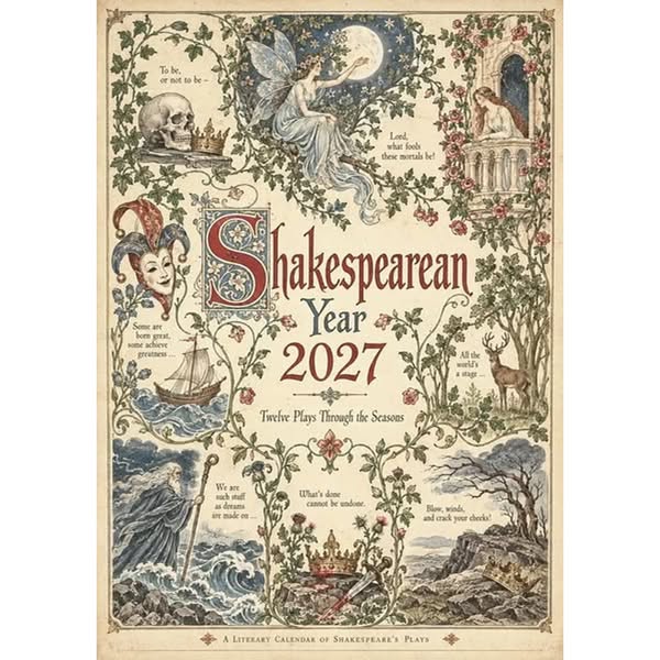 A Shakespearean Year 2027 – 12 Plays Through the Seasons | Vintage Illustrated Wall Calendar - Buy 1
