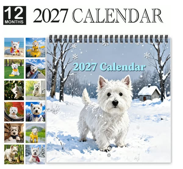 2027 West Highland White Terrier Calendar – 12 Months of Charming Dog Portraits & Happy Moments