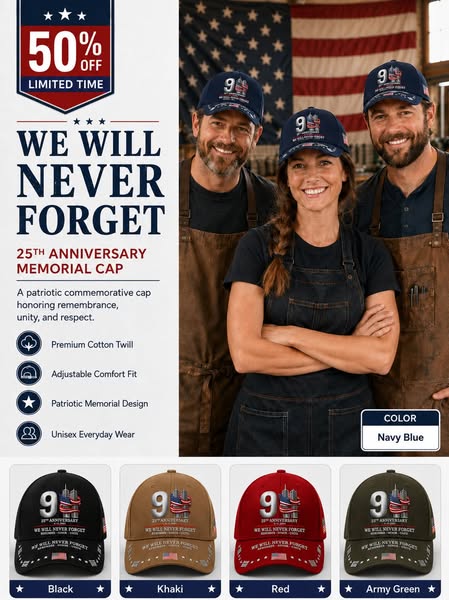 9/11 25th Anniversary We Will Never Forget Memorial Baseball Cap – Unisex Patriotic Memorial Hat