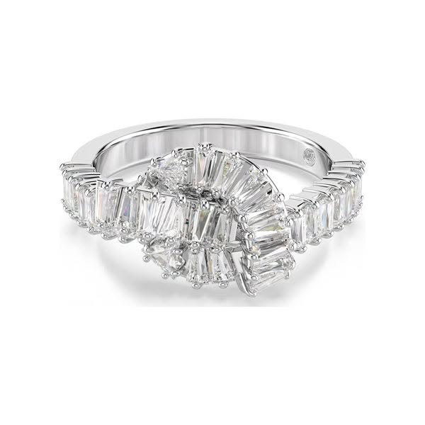 Swarovski Matrix sormus, vaalea metalli ja kirkkaat kristallit