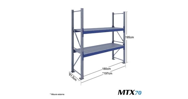 Scaffali metallici picking MTX70 / cm. L.180xP.60xH.195-BASE - €336.72