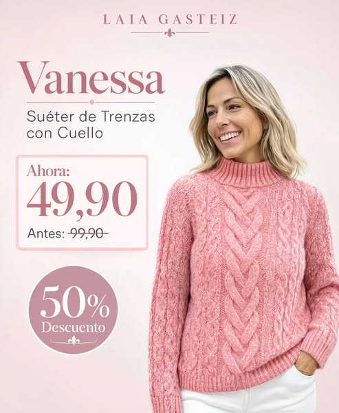 Vanessa | Suéter de Trenzas con Cuello