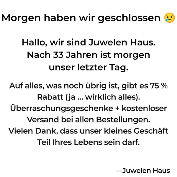 Letzte Chance, ein Stück von Juwelen Haus zu erwerben