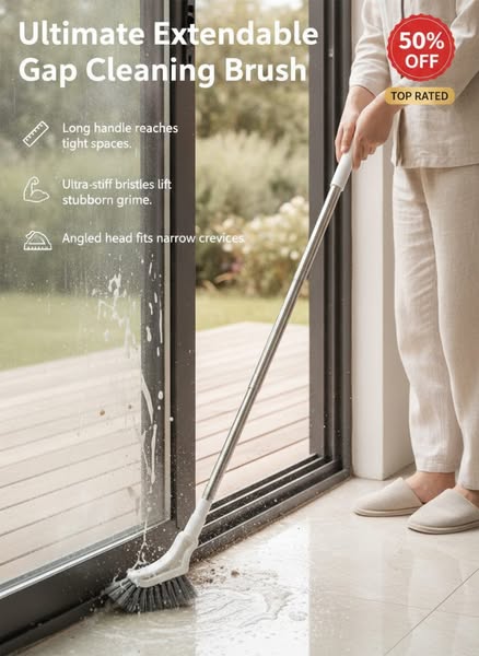 Extendable Crevice Gap Cleaning Brush