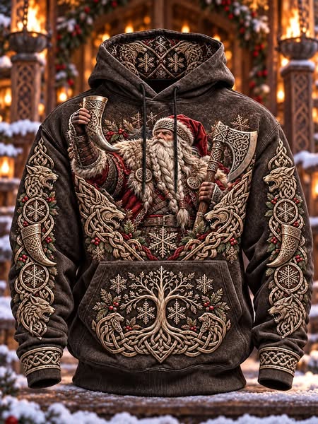 Sweat viking brun de Noël à l’esprit des sagas