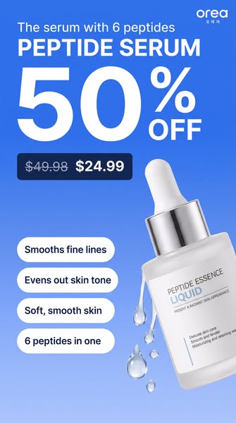 Peptide serum, 50% off