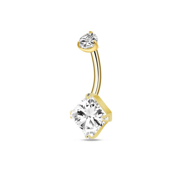 Piercing ombelico cubico in oro