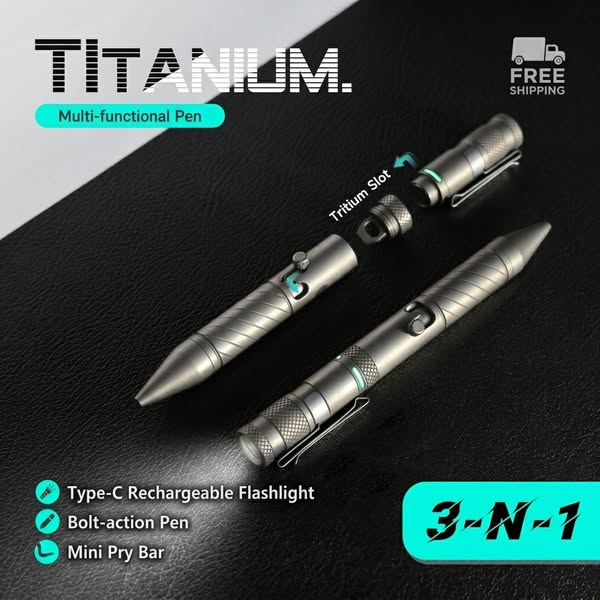 The BoltLite:Modular Titanium EDC Pen & Flashlight & Pry Bar