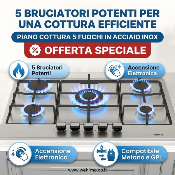 Piano Cottura 5 Fuochi a soli 99,90€!