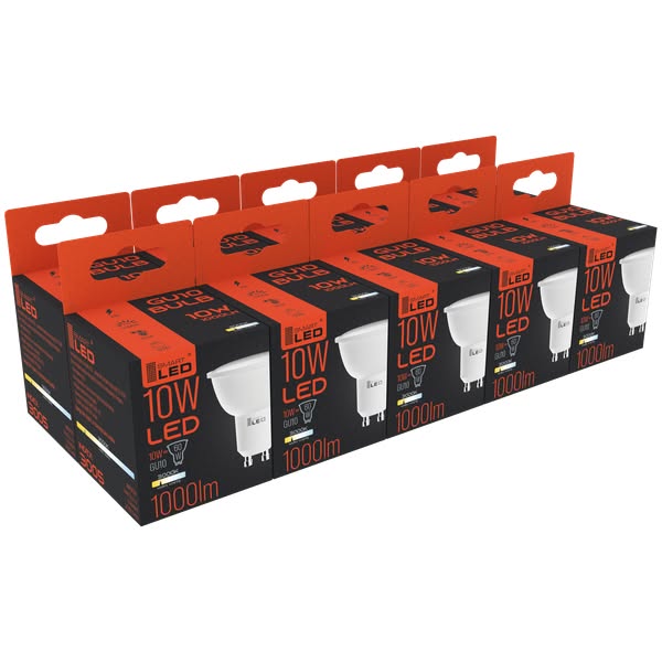 10X Żarówka LED GU10 10W Ciepła Biała - 3000K