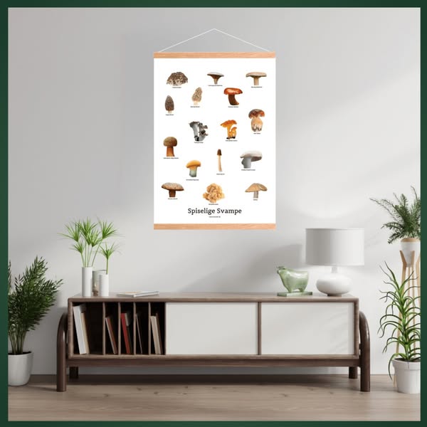 Spiselige Svampe Plakat 50x70 cm Ekskl. lister