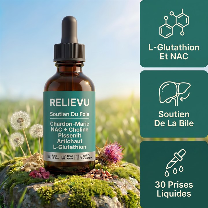 Détox quotidienne du foie et soutien énergétique avec L-Glutathion, NAC Et Plantes de Relievu