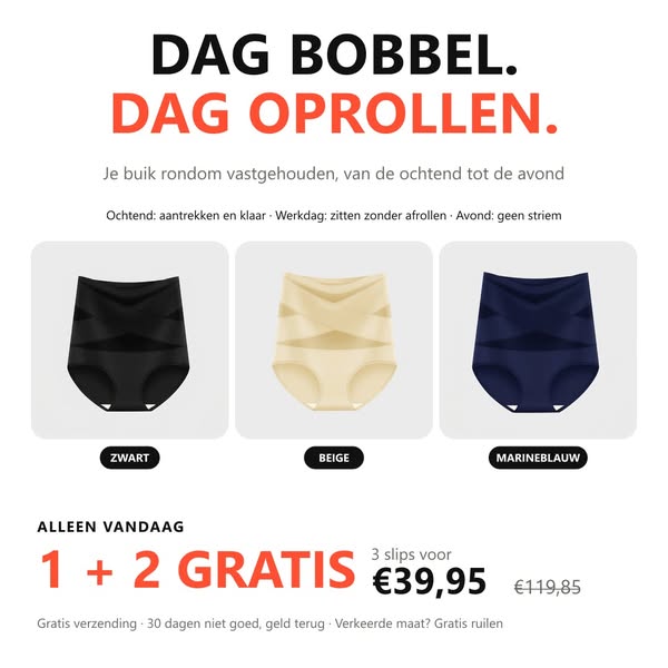 Rolt nooit af. Houdt je buik rondom vast.