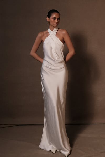 Laura Halter Satin Gown - White | £109