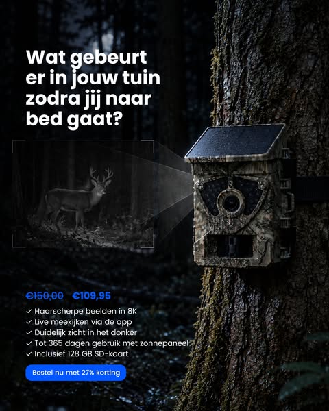 8K Wildcamera met Zonnepaneel