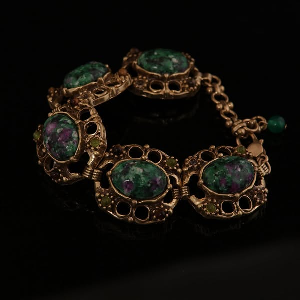 Gold & Green Stone Bracelet