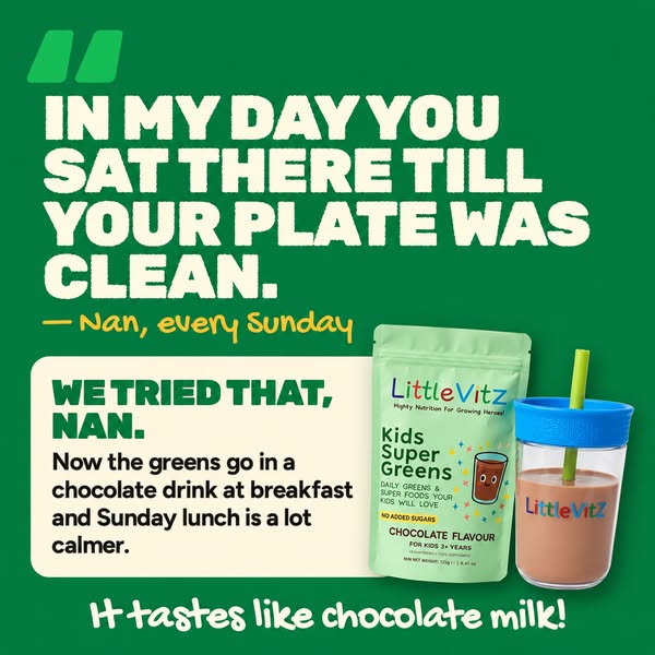 Kids Super Greens Powder | Chocolate | No Added Sugar | LittleVitz
