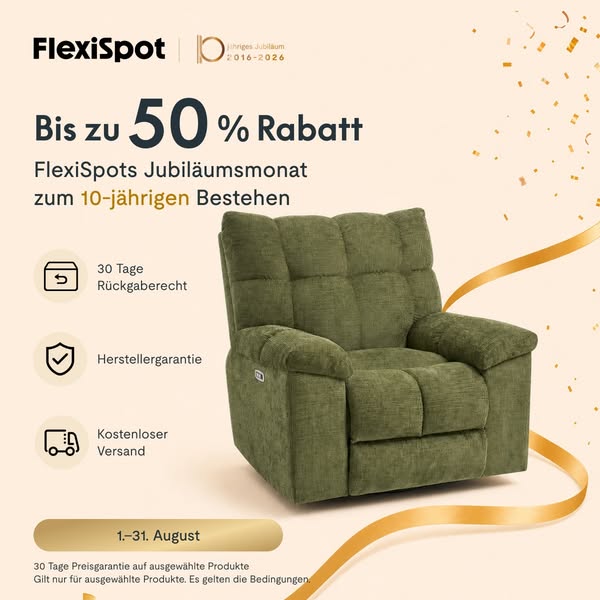 Jubiläumsmonat: bis zu 50 % sparen